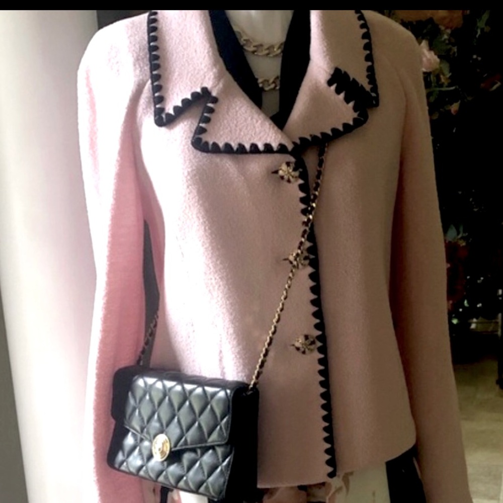ST JOHN Pink Black Blazer Town & Country Jackie O Size 8 - Picture 7 of 15